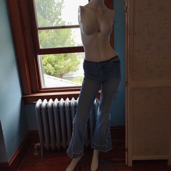Victoria Secret London Mid-Rise distressed Flare Jeans Sz. 0 RARE - Picture 8 of 14
